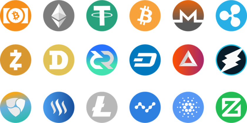 Various logo of cryptocurrencies