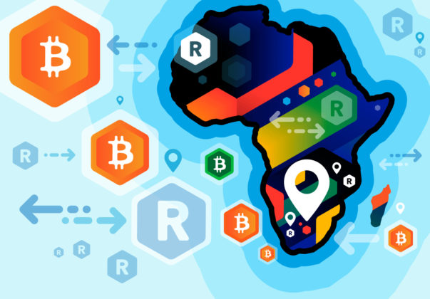 The illustration of Bitcoin and Rand exchanges in Africa