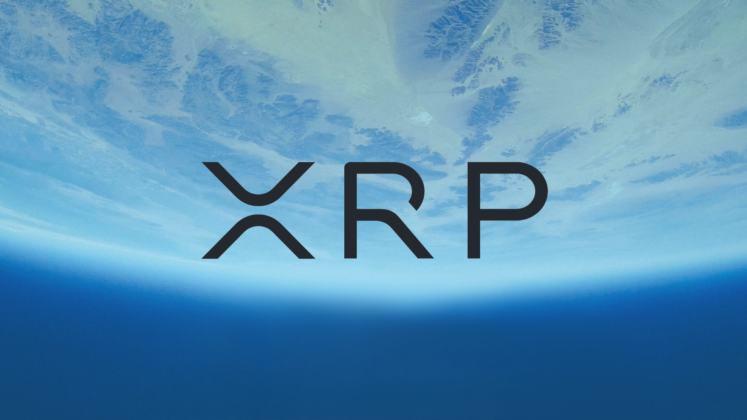 The logo of Ripple (XRP) with the photograph of Earth on background